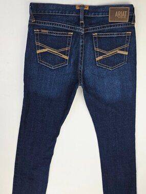 Ariat Modern Slim Leg M8 Mens Size 34X36 Blue Denim 5 Pocket Logo Tag Jeans